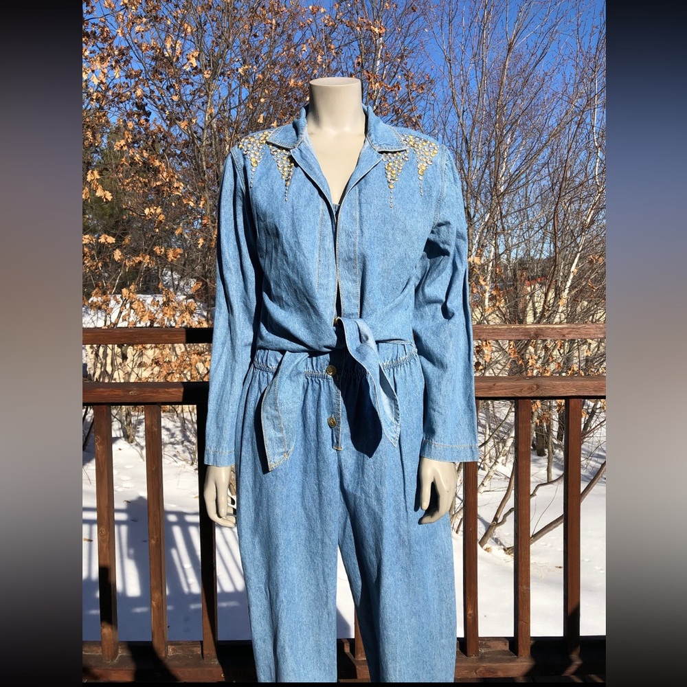 Embellished Denim Jumpsuit